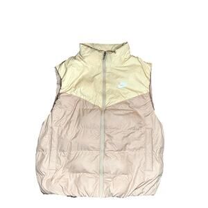 Nike Therma-FIT Windrunner Down Puffer Vest Womens Small Hemp Sesame Full Zip